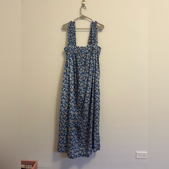 J.Crew Cotton Voile Ruffle-Trim Shift Dress in Cobalt Floral size Medium (M) - Picture 2 of 8